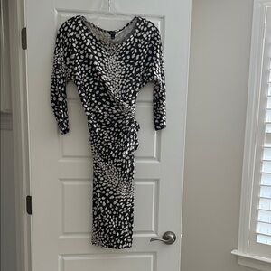 Ann Taylor Black and White Long Sleeve Dress